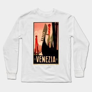 VENEZIA Venice Veneto Vintage Italian Tourism Poster Art Long Sleeve T-Shirt